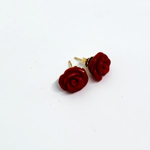 Earrings in the form of Roses made of natural coral, 14K/585 Gold