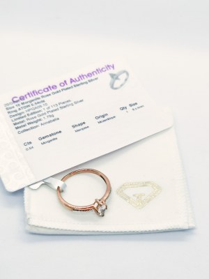Ring with morganite 0.54 ct, rose gold plated 925 silver, certified by RocksTV
