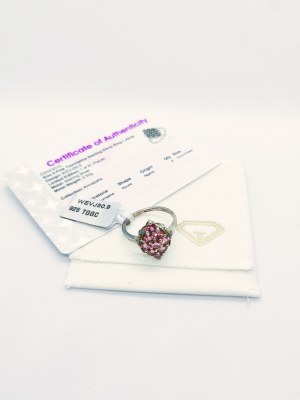 Ring with 9 pink tourmalines 1.43 ct, 925 silver, certified by RocksTV