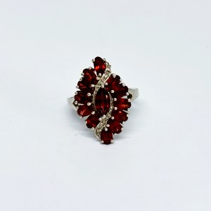 Silver ring with natural Garnets and White Sapphires