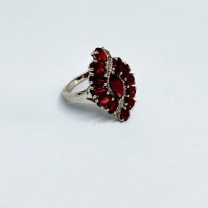 Silver ring with natural Garnets and White Sapphires