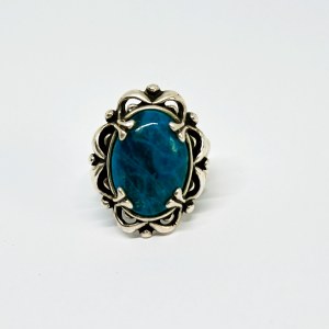 Silver ring with deep-colored Turquoise