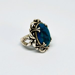 Silver ring with deep-colored Turquoise