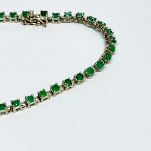 Silver bracelet with natural Emeralds
