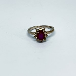 Silver ring with natural Ruby and White Sapphires