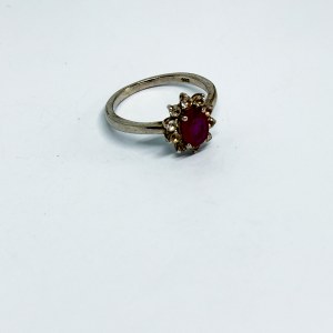 Silver ring with natural Ruby and White Sapphires