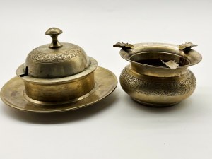 Silver-plated ashtray and sugar bowl