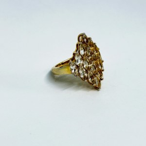 Gold-plated Silver Ring with White Topazes