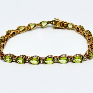 Gold plated sterling silver bracelet with Peridots and White Sapphires