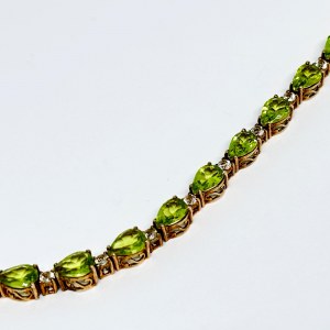 Gold plated sterling silver bracelet with Peridots and White Sapphires