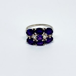 Silver ring with Amethysts and White Sapphires