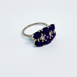 Silver ring with Amethysts and White Sapphires