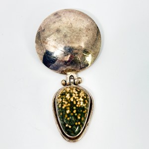 Silver Modernist Pendant with Jasper