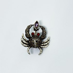 Silver brooch in the form of a Crab with Amethyst and Marcasites
