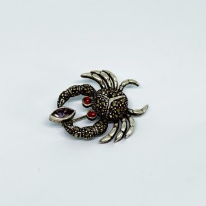 Silver brooch in the form of a Crab with Amethyst and Marcasites