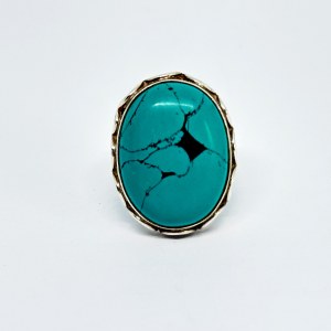 Silver ring with imitation Turquoise
