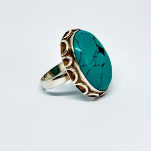 Silver ring with imitation Turquoise
