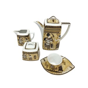 Zestaw porcelany emaliowanej Limoges design Fathi Mahmoud Made in Egypt w stylu starożytniego Egiptu