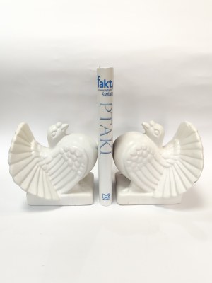 White porcelain book holders in the form of pigeons