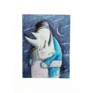 Jozef Wilkoń (b. 1930), Rhinos in Love, from the series ''Rhino Blues,'' 2022