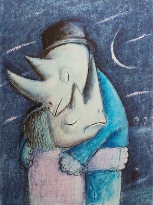 Jozef Wilkoń (b. 1930), Rhinos in Love, from the series ''Rhino Blues,'' 2022