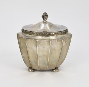 Ribbed sugar bowl with hinged lid