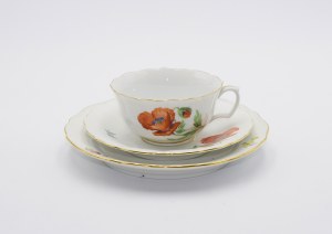 MIESNIA - MEISSEN PORZELLAN MANUFAKTUR, Breakfast set with poppy motif.