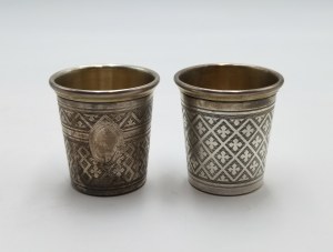 J. FRAGET - FABRYKA WYROBÓW SREBRNYCH I PLATER, Pair of mugs with monogram reserves.