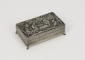 Box with a relief genre scene on the lid