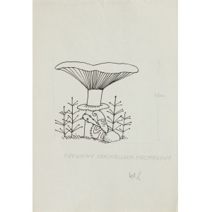 Jerzy Flisak (1930 Warszawa - 2008 Warszawa), Pierwotny krasnoludek pieczarkowy ilustracja do książki Krasnoludki są na świecie...