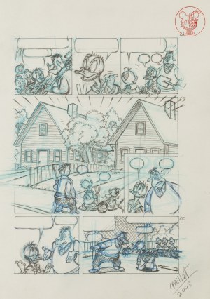 Jose Maria Millet Lopez (b. 1949), Donald Duck, cartoon illustration, 2008