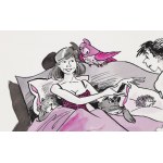 Szarlota Pawel (1947 - 2018 ), W łóżku, ilustracja satyryczna