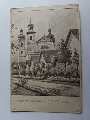 POSTCARD KRAKOW BIELANY CHURCH OF THE ORDER OF KAMEDUŁAWY, PRE-WAR