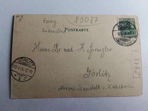 POSTCARD ŻARY SORAU, TOWN HALL, LONG ADDRESS, 1900, STAMP, STAMPED