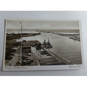 POCZTÓWKA GDAŃSK DANZIG, WEJŚCIE DO PORTU, STATEK