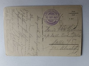 POSTCARD KARKONOSZE RIESENGEBIRGE CHALET PETERBAUDE, STAMP 1921