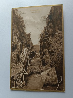 POSTCARD KARKONOSZE RIESENGEBIRGE ZACKELKLAMM, STAMP, STAMP