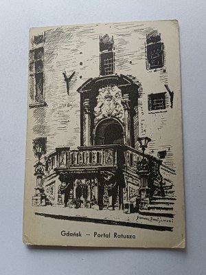POSTCARD GDANSK CITY HALL PORTAL, ŻMIJEWSKI