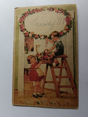 CHILDREN'S POSTCARD WITH FLOWERS