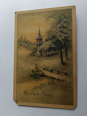CHRISTMAS POSTCARD WINTER CHURCH
