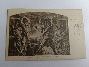 POSTCARD POLISH PAINTING KUCIE KOS GROTTGER POLONIA, DAMAGED