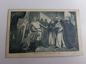 POSTCARD POLISH PAINTING LESZEK WHITE AND GOWOREK, DAMAGED