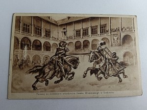 POSTCARD POLISH PAINTING TOURNAMENT IN THE ARCADE COURTYARD OF WAWEL CASTLE IN KRAKÓW, DAMAGED