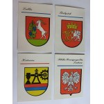 ZESTAW 9 POCZTÓWEK HERBY MIAST POLSKICH, PRL, LUBLIN, BIAŁYSTOK, KATOWICE, KRAKÓW, KOSZALIN, BYDGOSZCZ, GDAŃSK, KIELCE