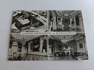 POSTCARD PRL WARSAW ROYAL CASTLE BIRD'S EYE VIEW, CANALETTO HALL
