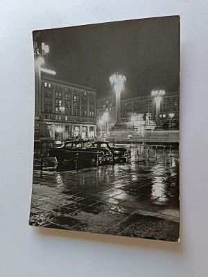POSTCARD PRL WARSAW MDM AT NIGHT SMALL EDITION