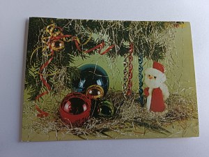 POSTCARD PRL CHRISTMAS TREE ST. MIKOŁAJ, FOT STRASZEWSCY