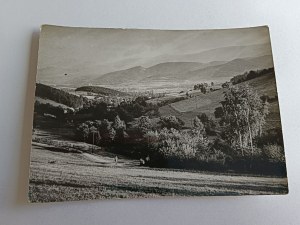 POSTCARD PRL KARKONOSZE VIEW FROM PIASTÓW TO SOBIESZÓW, VERY SMALL EDITION
