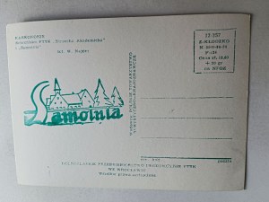 POSTCARD PRL KARKONOSZE PTTK SHELTER STRZECHA AKADEMICKA AND SAMOTNIA, STAMP