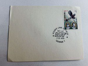 POSTCARD POSTCARD POLISH AIRLINES FLIGHT, STAMP AIRPLANE